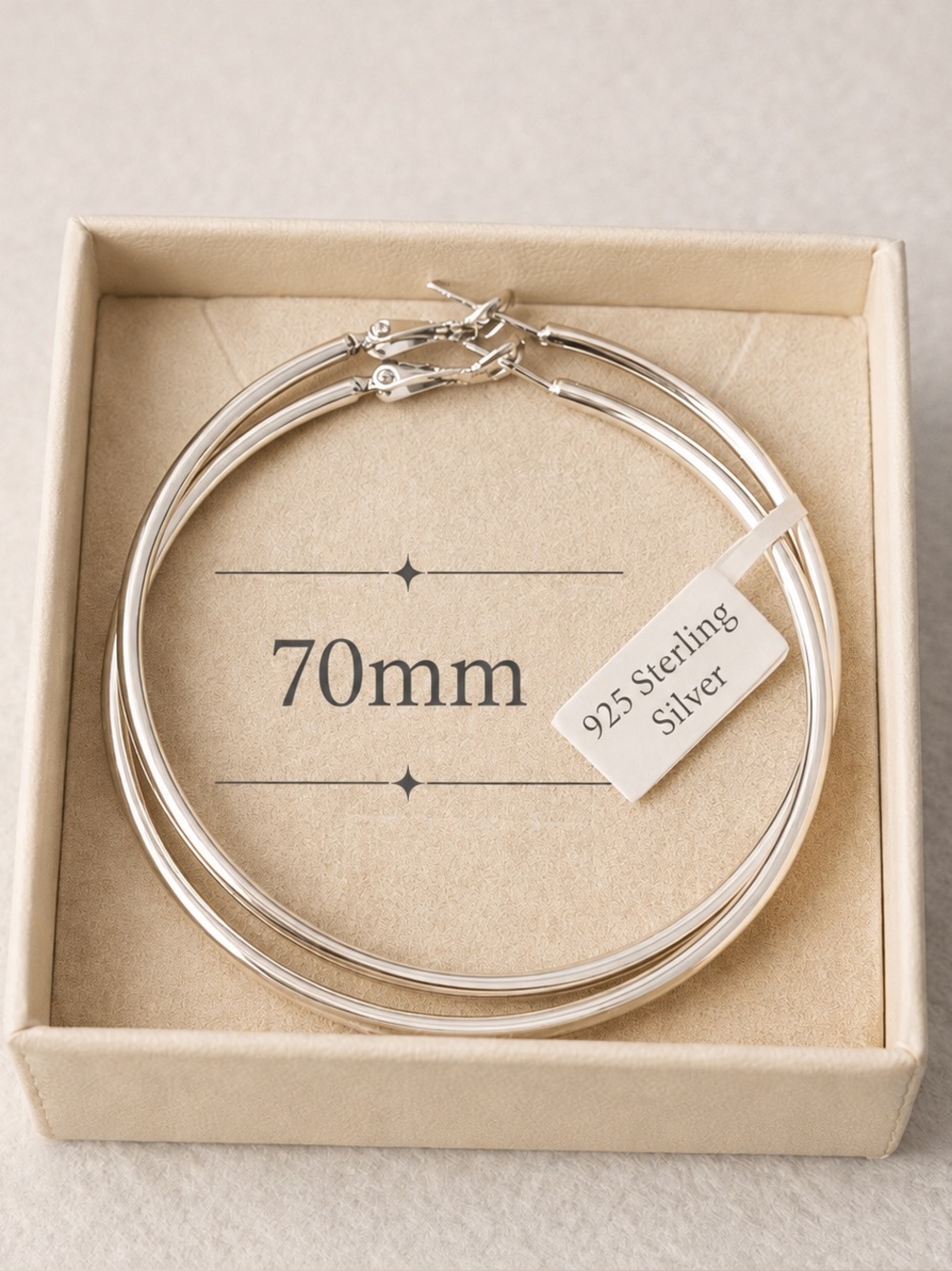 Sterling silver big hoop earrings 70mm - Picture 8 of 8